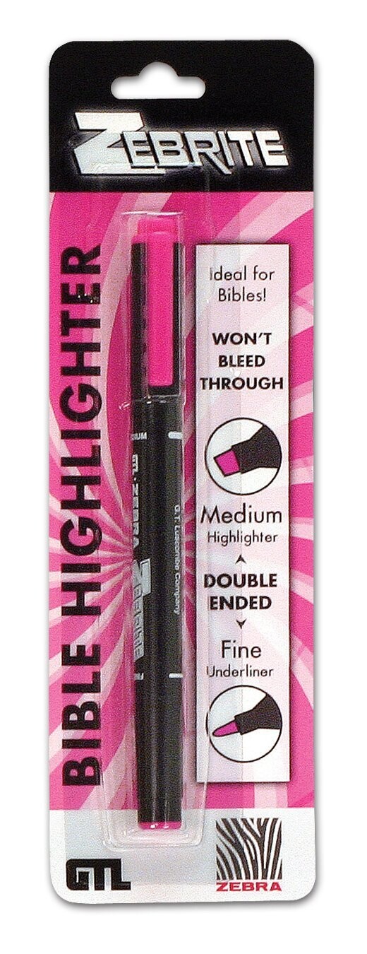 Zebrite Double Ended Highlighter - Pink Carded