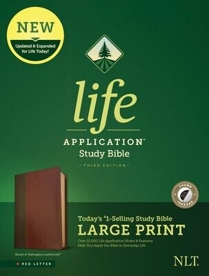 NLT Life Application Study Bible, 3rd Edition, Large Print (LeatherLike, Brown/Mahogany, Indexed, Red Letter)