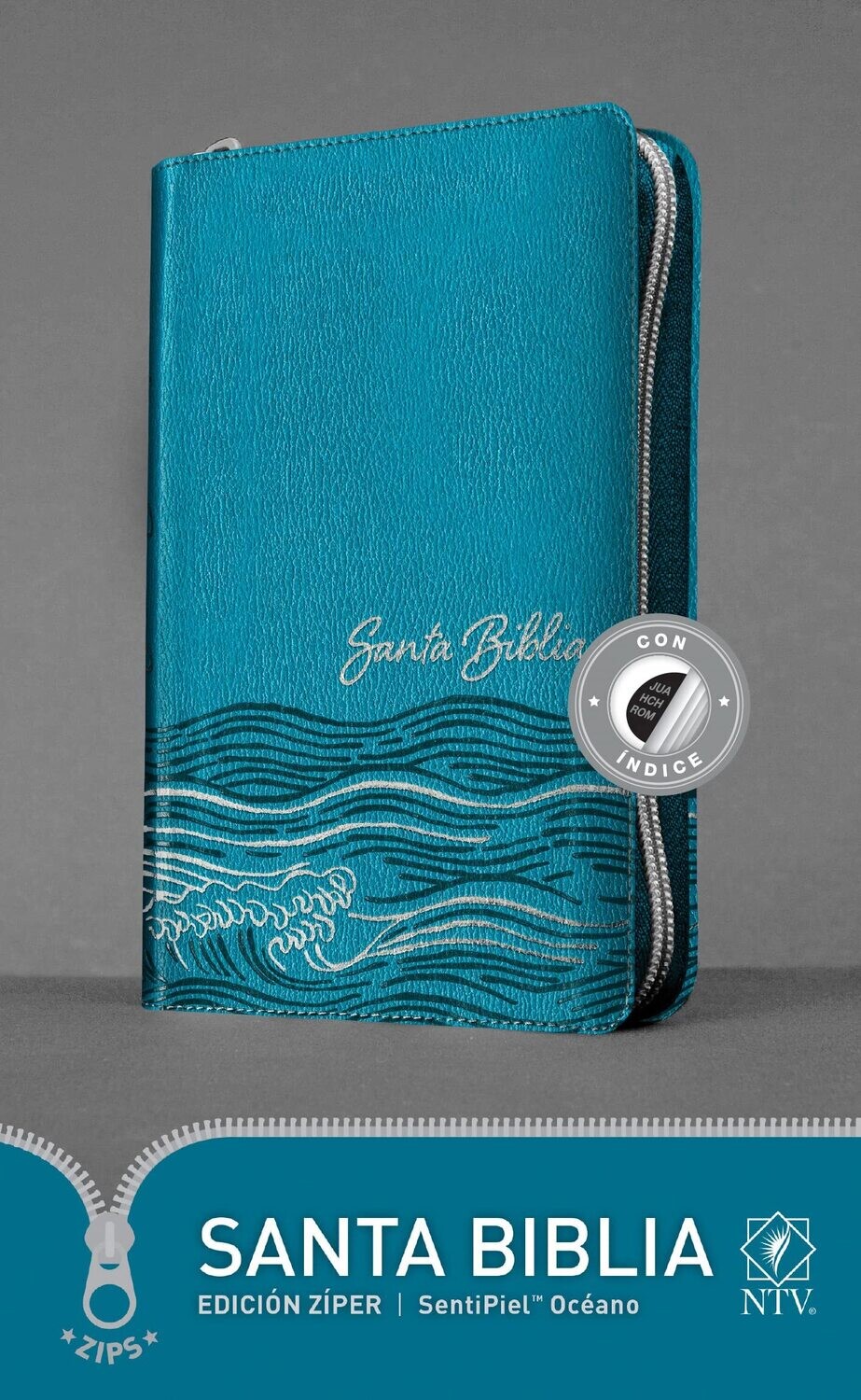 Santa Biblia NTV, Edición zíper, Océano (SentiPiel, Azul claro, Índice) (Spanish Edition)