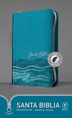 Santa Biblia NTV, Edición zíper, Océano (SentiPiel, Azul claro, Índice) (Spanish Edition)