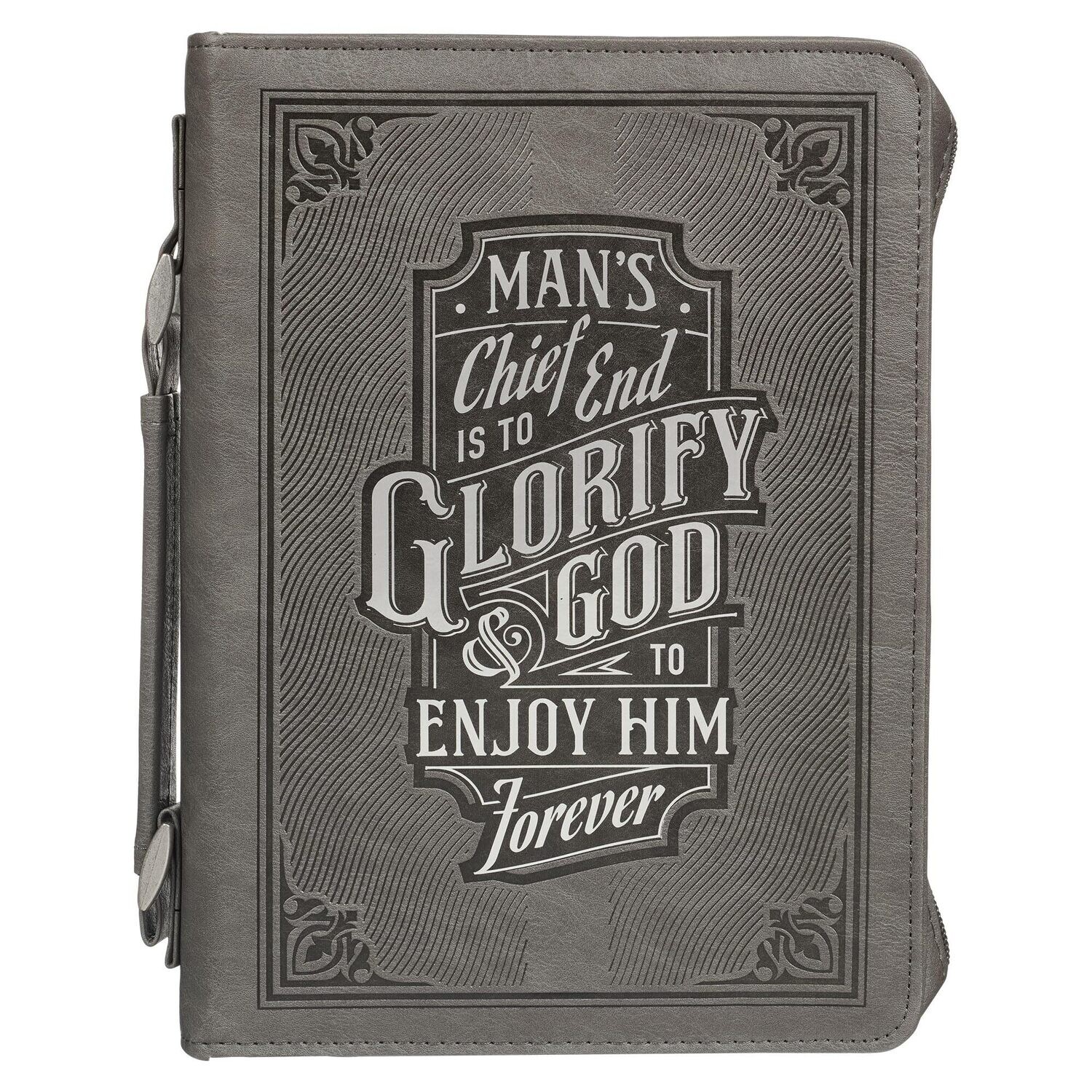 CAG Classic Vegan Leather Bible Cover for Men &amp; Women: Glorify God - Charcoal Gray, Medium