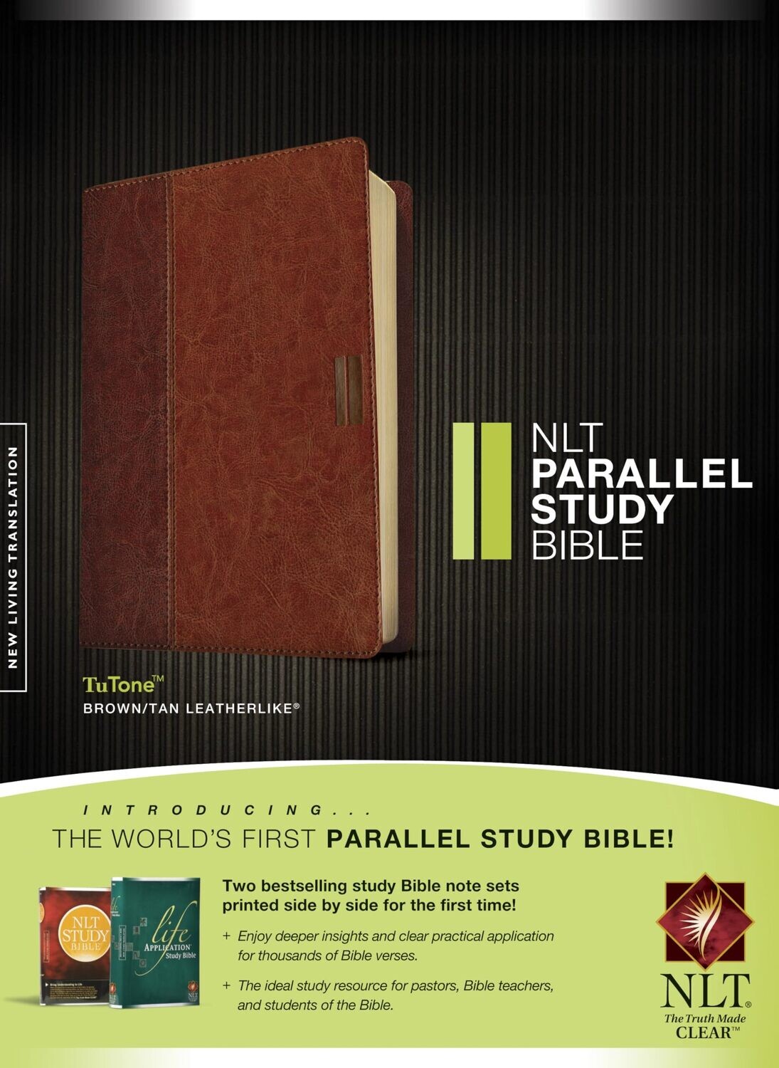 NLT Parallel Study Bible, TuTone (LeatherLike, Brown/Tan, Indexed)