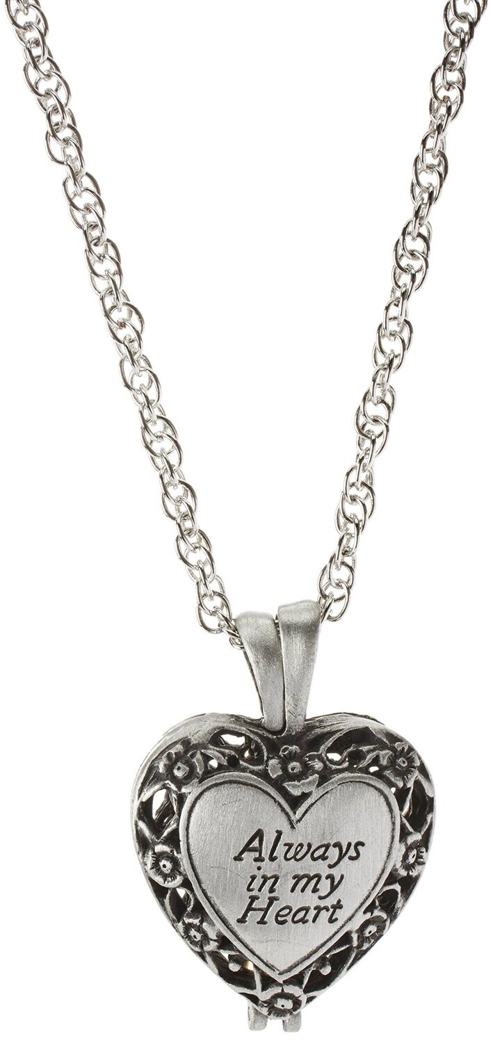 Always in My Heart Memorial Urn Locket-Filigree Pewter Tone,Silver