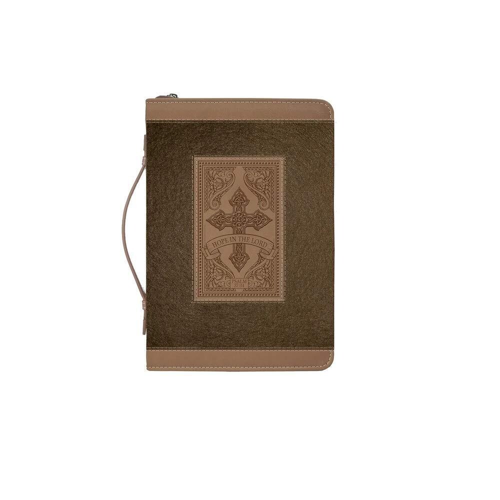 Divinity 28335 Divine Details Hope in The Lord Cross Brown Bible Cover, Large, 10-inch Height [Misc. Supplies]