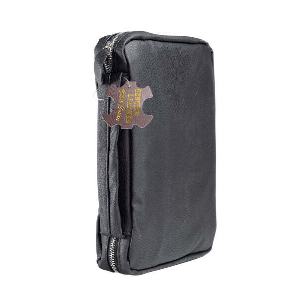 Genuine Leather Bible Cover - Black Pebble Grain (Medium)