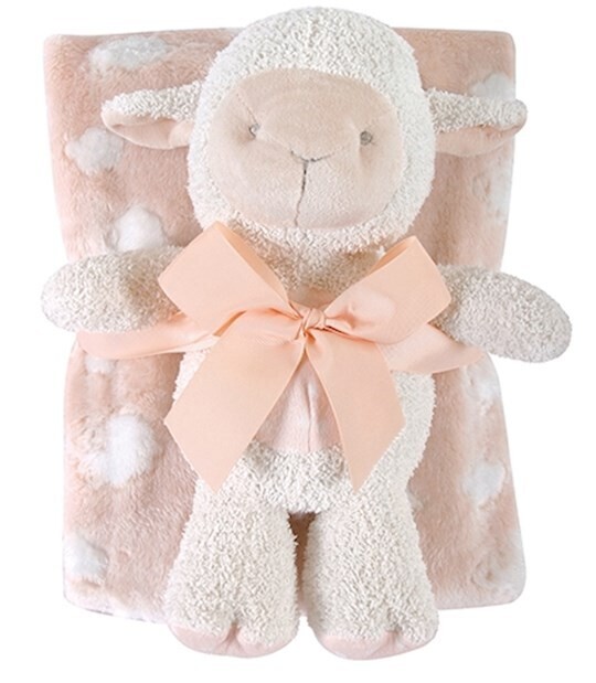 Lamb Blanket &amp; Toy Set-Pink (2 Pieces)