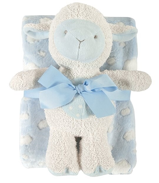 Lamb Blanket &amp; Toy Set-Blue (2 Pieces)