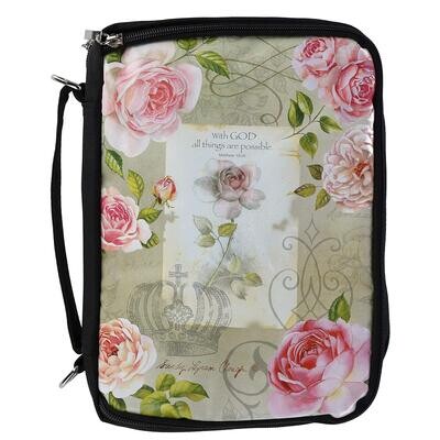 African American Expressions - with God Pink Roses Bible/Book Organizer (7.5&quot; x 10.5&quot; x 2.5,&quot;) BO-130