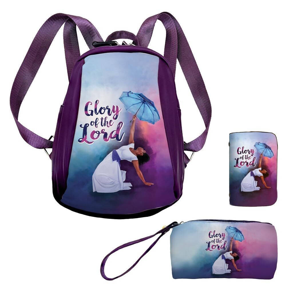 African American Expressions Glory of the Lord Backpack Set - Includes Backpack, Pouch, and Card Holder BPS02