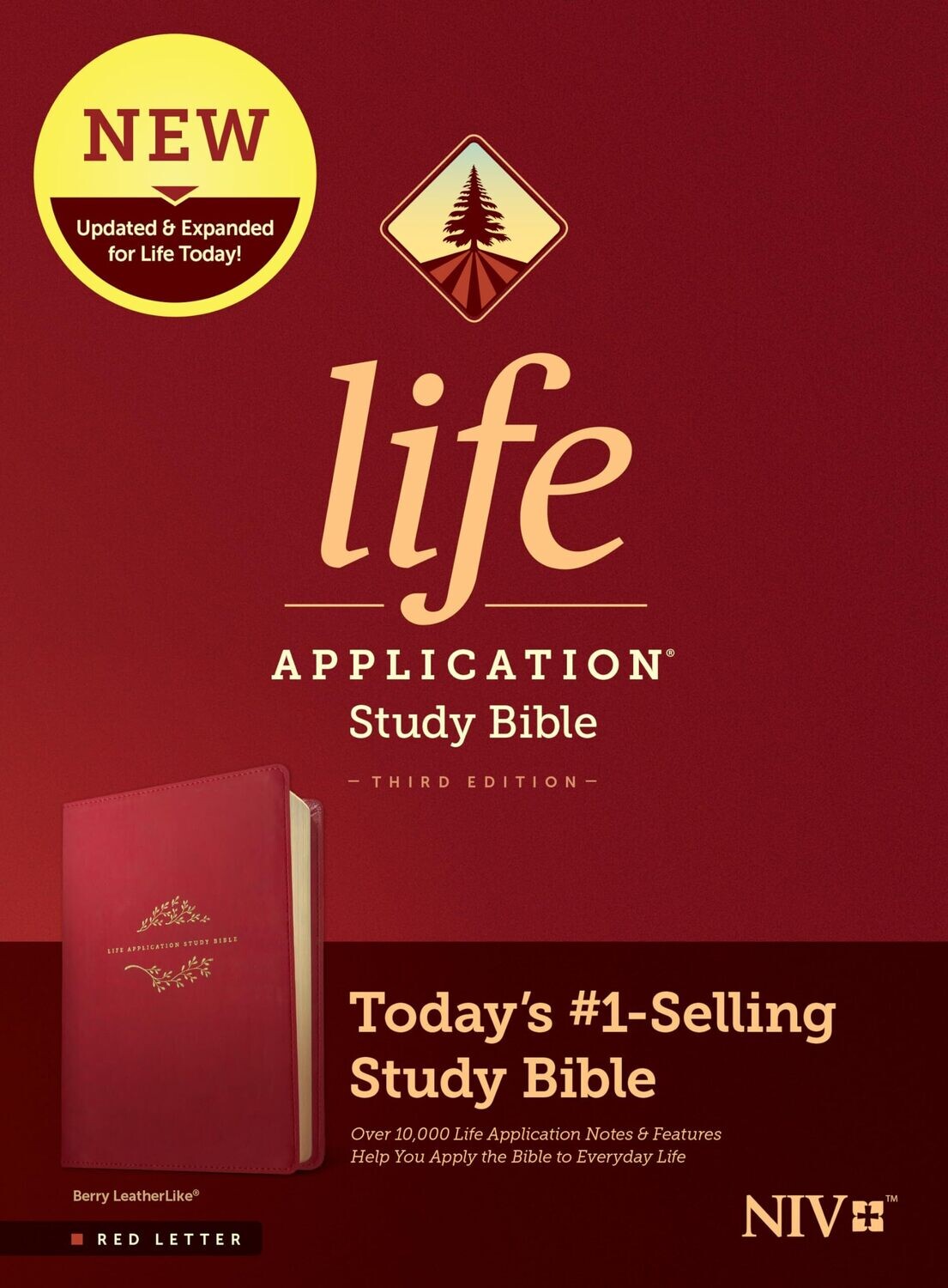 NIV Life Application Study Bible, Third Edition (LeatherLike, Berry, Red Letter)