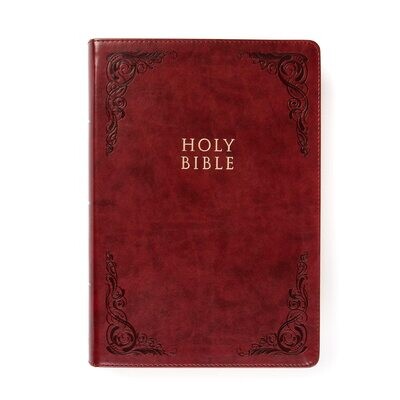 KJV Super Giant Print Reference Bible, Burgundy LeatherTouch, Indexed, Red Letter, Pure Cambridge Text