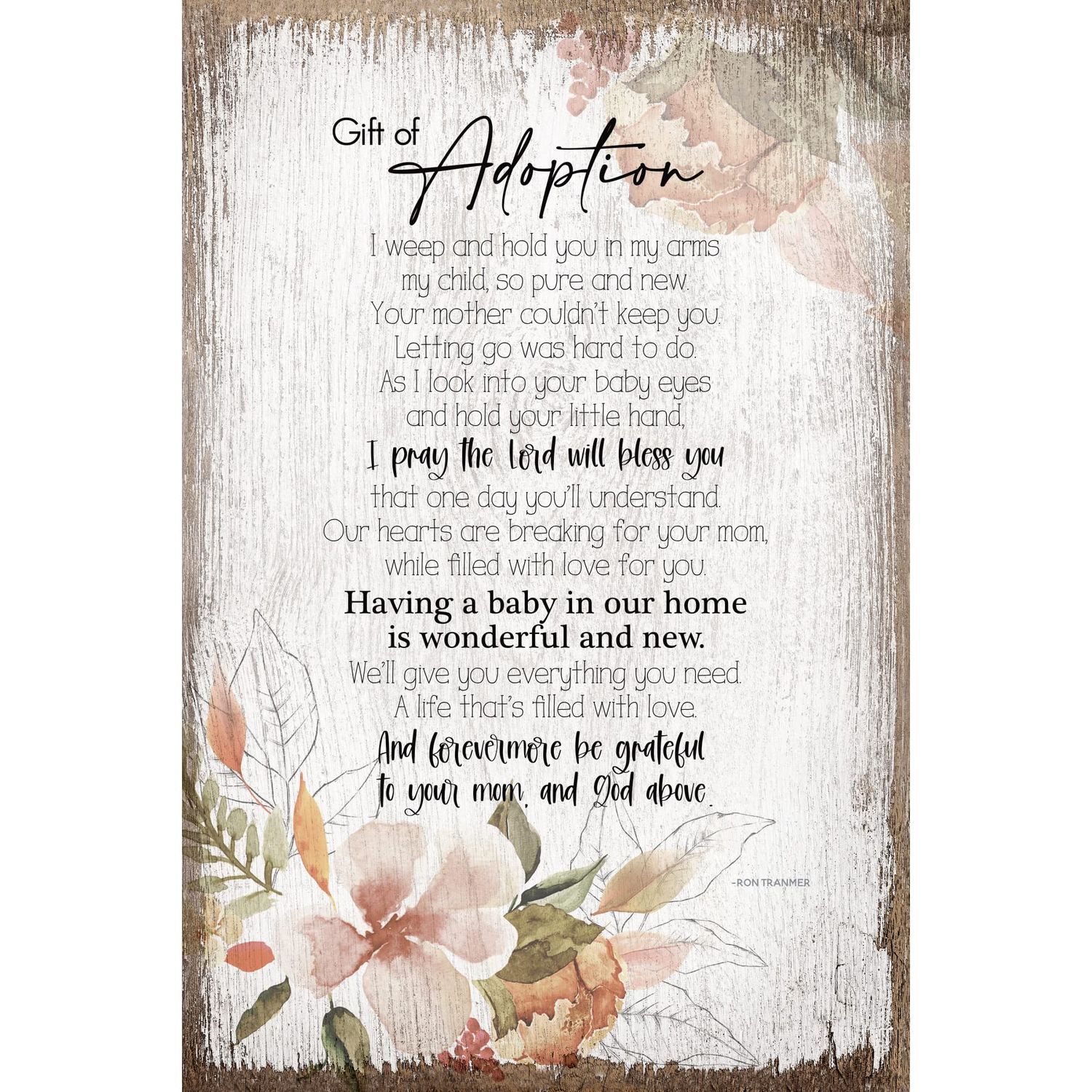DEXSA Gift Of Adoption Wood Frame Wall Plaque | Wonderful Gift | Metal Hanger and Easel on Back |