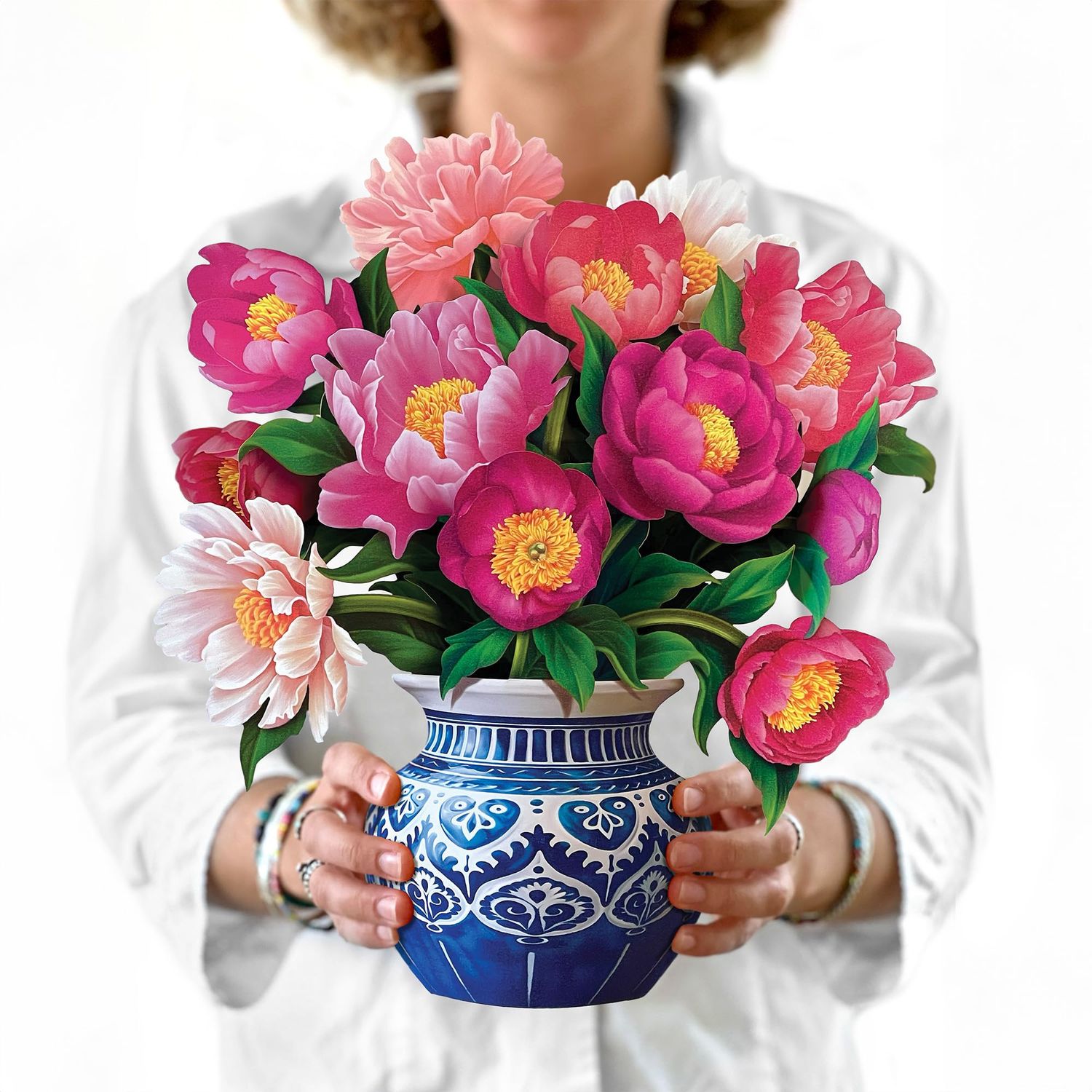 Peony Paradise, 12 Inch Life Sized Forever Flower Bouquet 3D Popup Greeting Cards