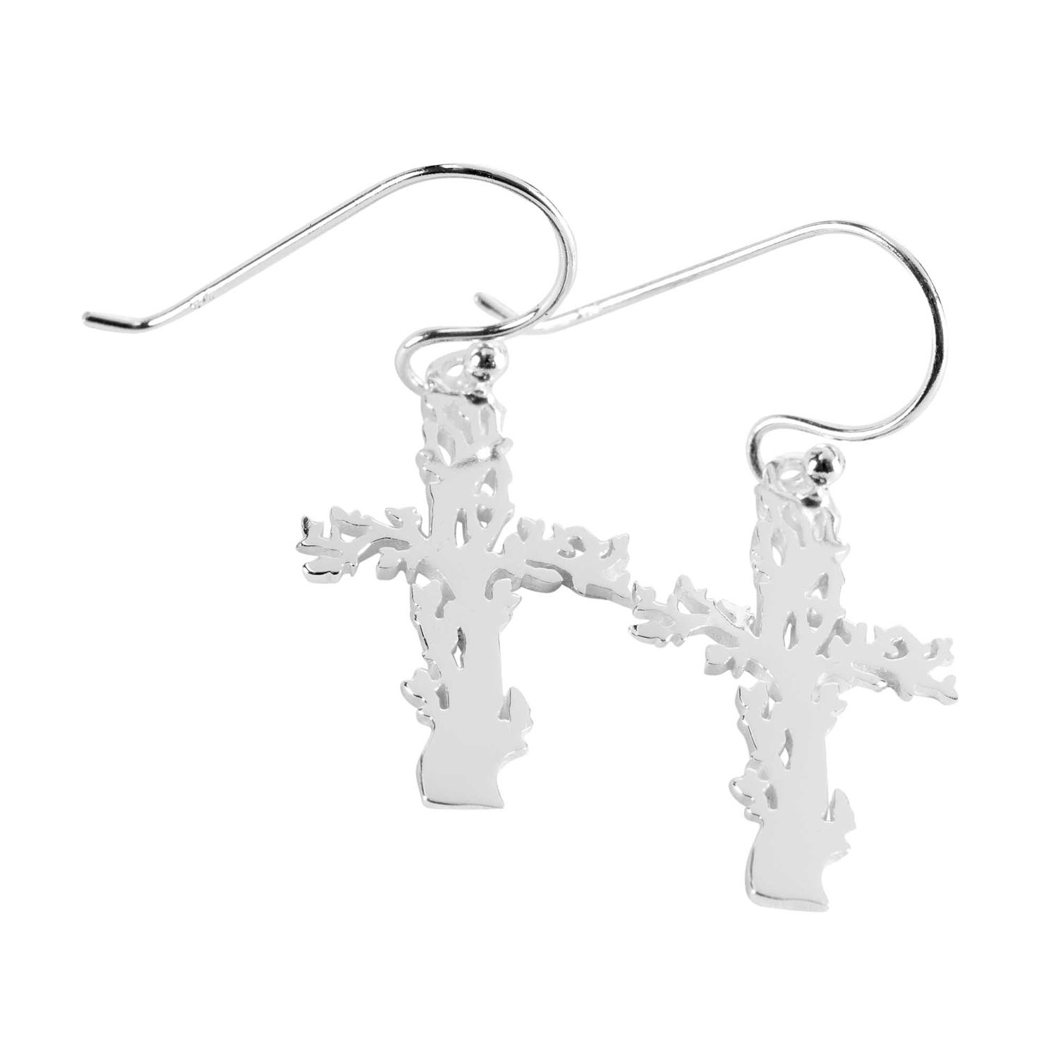 Dicksons 35-8382 Tree of Life Cross 1/2 inch Silver Plated Metal Women's Hook Endearrings on Presentation Card