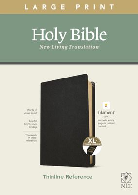 NLT Large Print Thinline Reference Holy Bible (Red Letter, Genuine Leather, Black, Indexed)