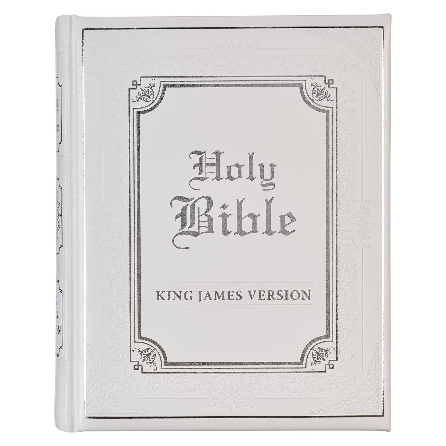 KJV Holy Bible, Classically Illustrated Heirloom Family Bible, Faux Leather Hardcover White/Silver