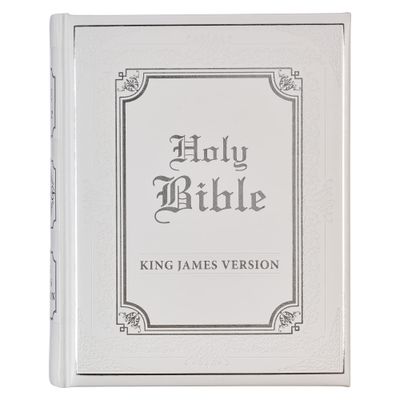 KJV Holy Bible, Classically Illustrated Heirloom Family Bible, Faux Leather Hardcover White/Silver
