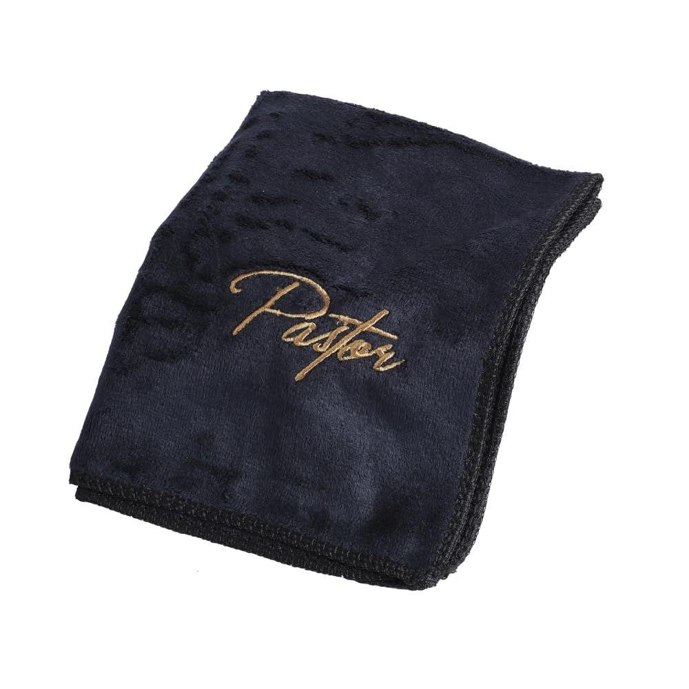 Pastor&#39; - Gifts for Pastor, Clergy, &amp; Ministers - Hand Towel with Gold Lettering (MICROFIBER, BLACK)