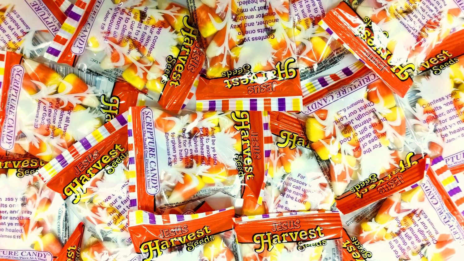 Scripture Candy, Jesus Harvest Orange, Yellow &amp; White Candy Corn Promise Seeds
