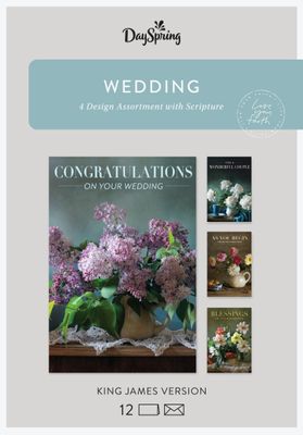 DaySpring - Congratulations on Your Wedding - 4 Design Assortment with Scripture - 12 Boxed Cards &amp; Envelopes