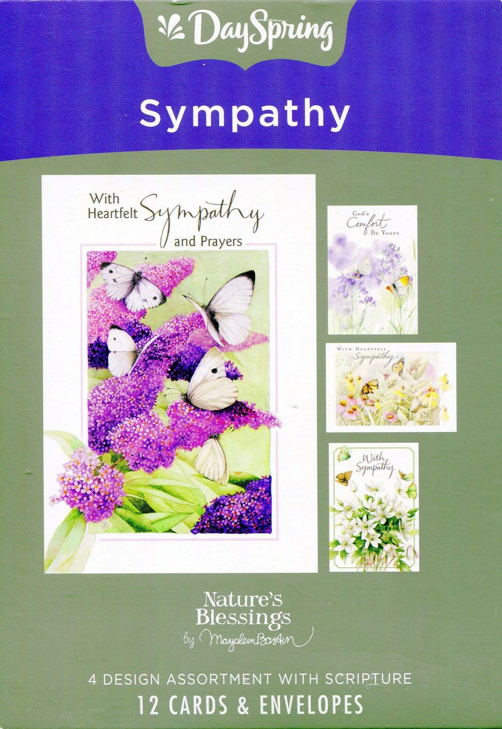 DaySpring - With Heartfelt Sympathy and Prayers - Nature's Blessings By Marjolein Bastin - 4 Design Assortment