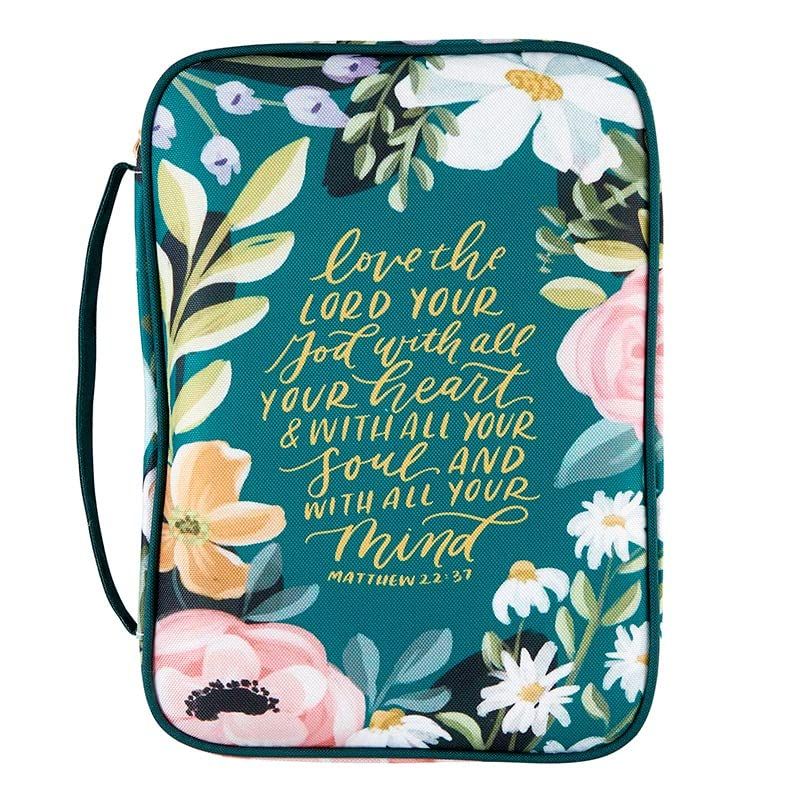 Creative Brands Faithworks-Canvas Bible Cover with Carry Handle and Zipper Closure, 7 x 10-Inch, Matthew 22:37