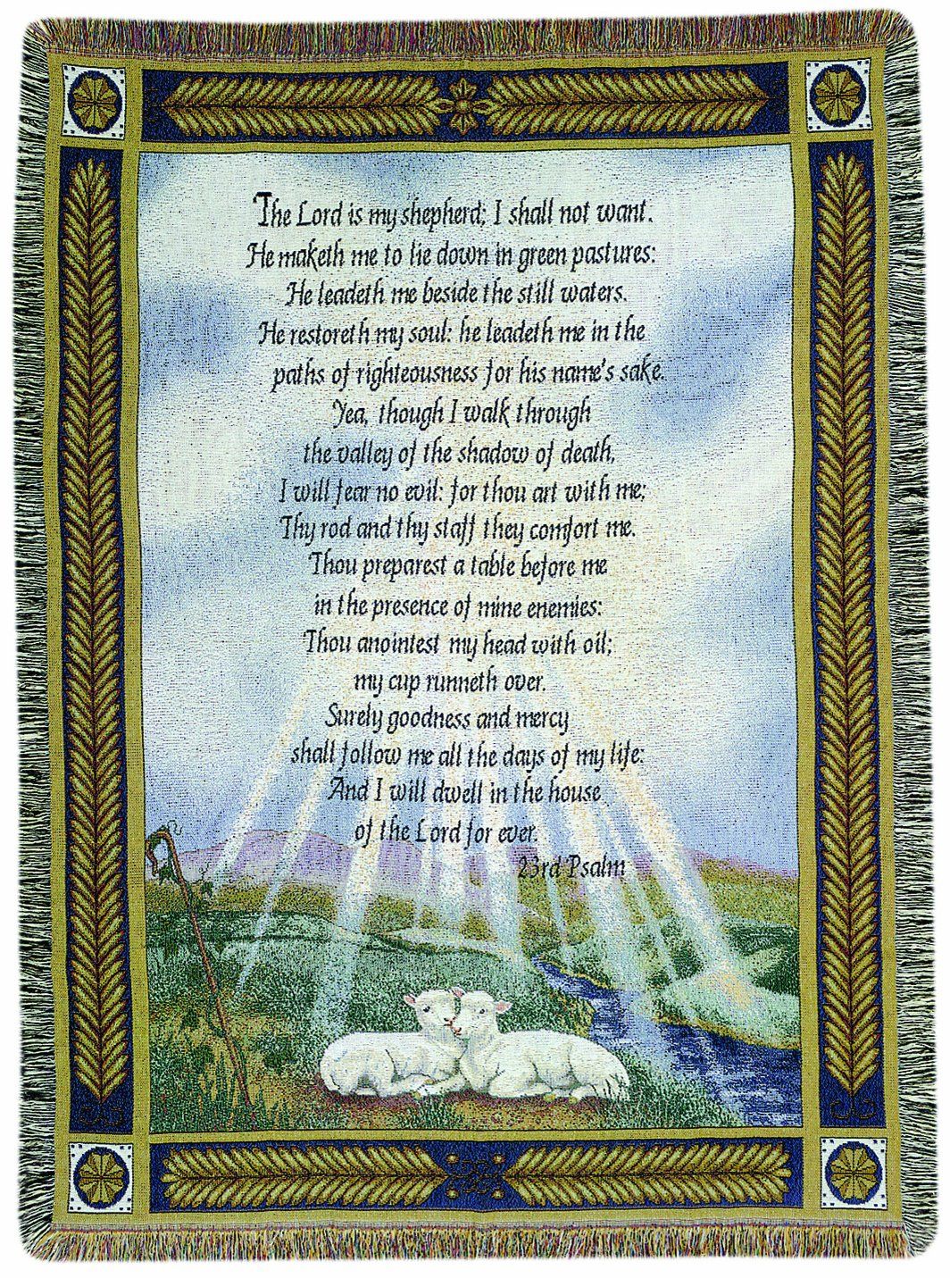 Manual 50 x 60-Inch Tapestry Throw, 23rd Psalm The Lord Is My Shepherd