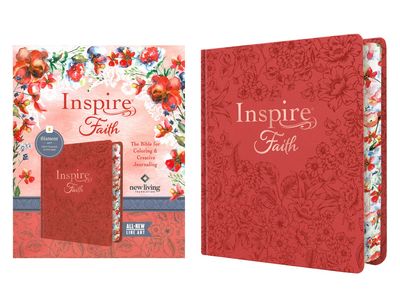 Inspire FAITH Bible NLT, Filament Enabled (Hardcover LeatherLike, Coral Blooms): The Bible for Coloring