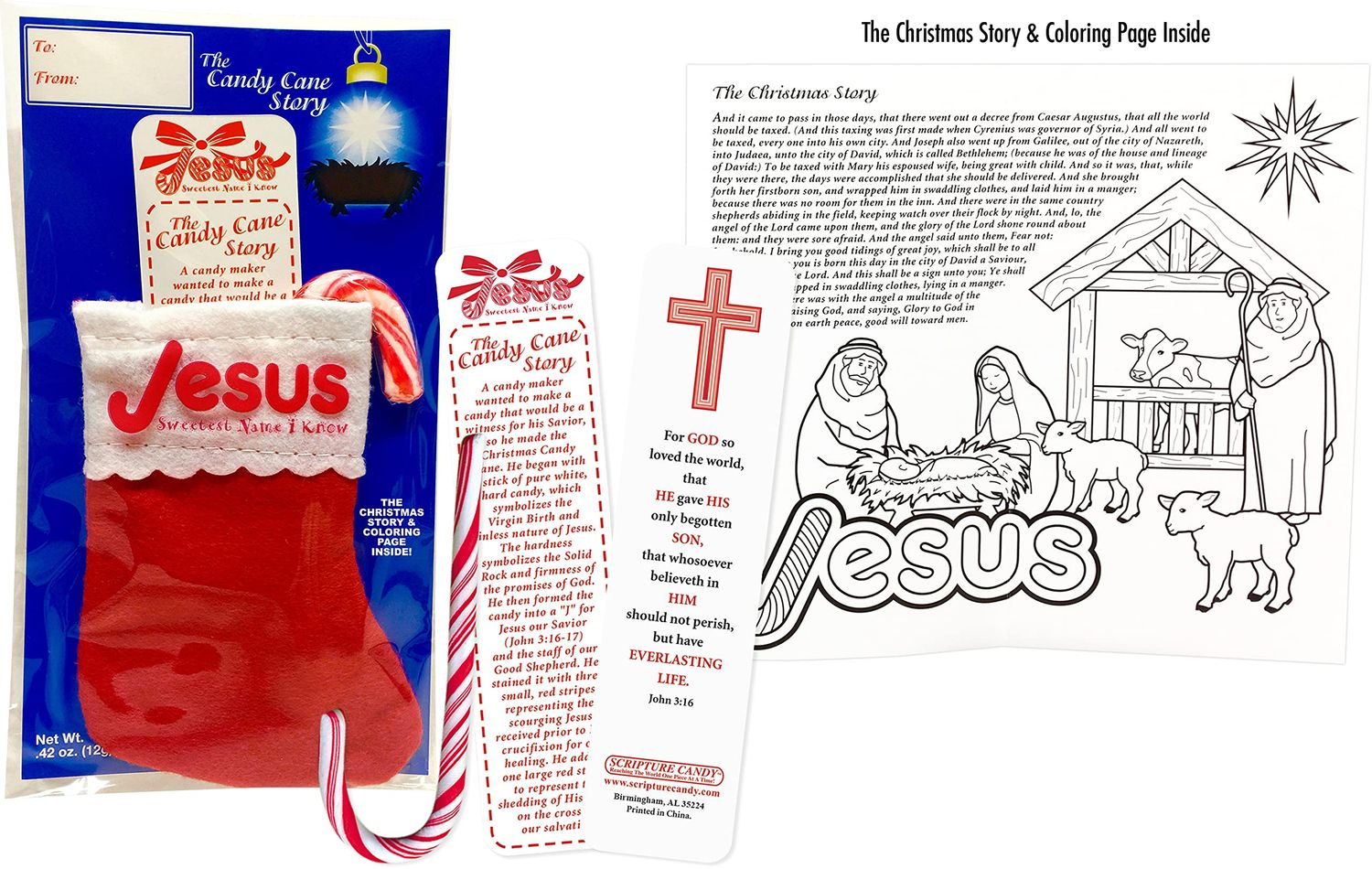 Scripture Candy, The Candy Cane Story Stocking Set, 1 Count