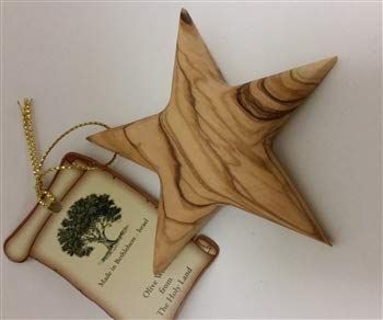 EWD Ornament-Olive Wood-Thick Star (3.25")