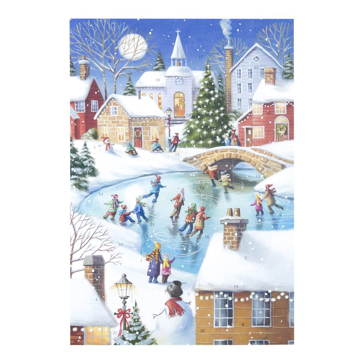 Christmas Advent Calendar with Magnet - Snow Town