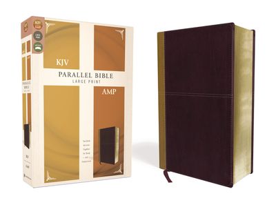 KJV, Amplified, Parallel Bible, Large Print, Leathersoft, Tan/Burgundy, Red Letter: Two Bible Versions