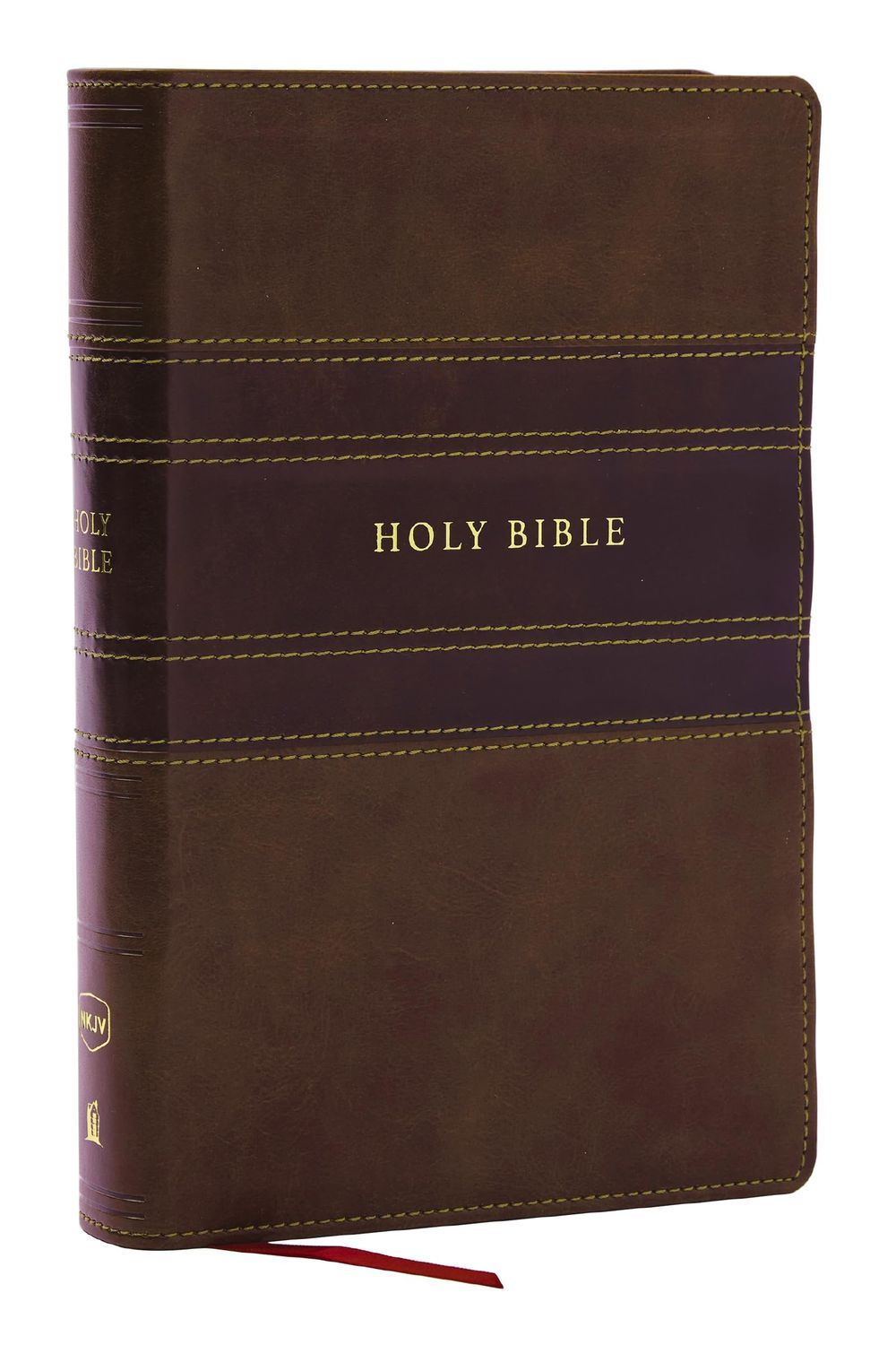 NKJV Personal Size Large Print Bible, Brown Leathersoft, Red Letter, Comfort Print (Thumb Indexed)