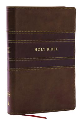 NKJV Personal Size Large Print Bible, Brown Leathersoft, Red Letter, Comfort Print (Thumb Indexed)