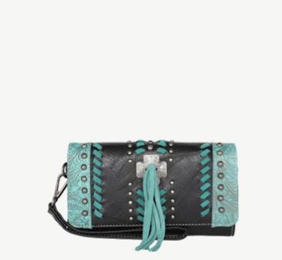 Montana West Wallet-Cross with Tassel-Black