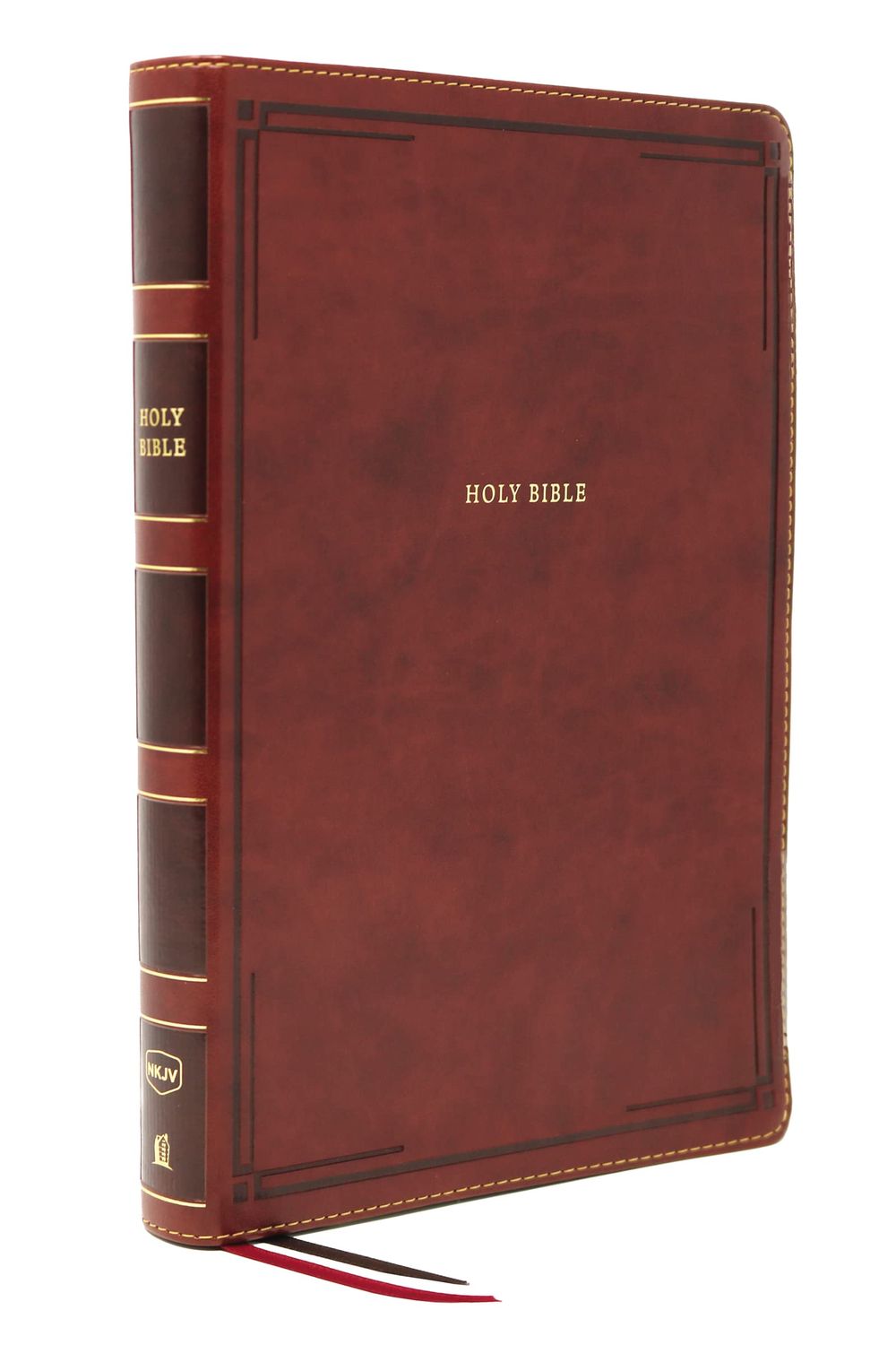 NKJV Holy Bible, Giant Print Thinline Bible, Brown Leathersoft, Red Letter, Comfort Print