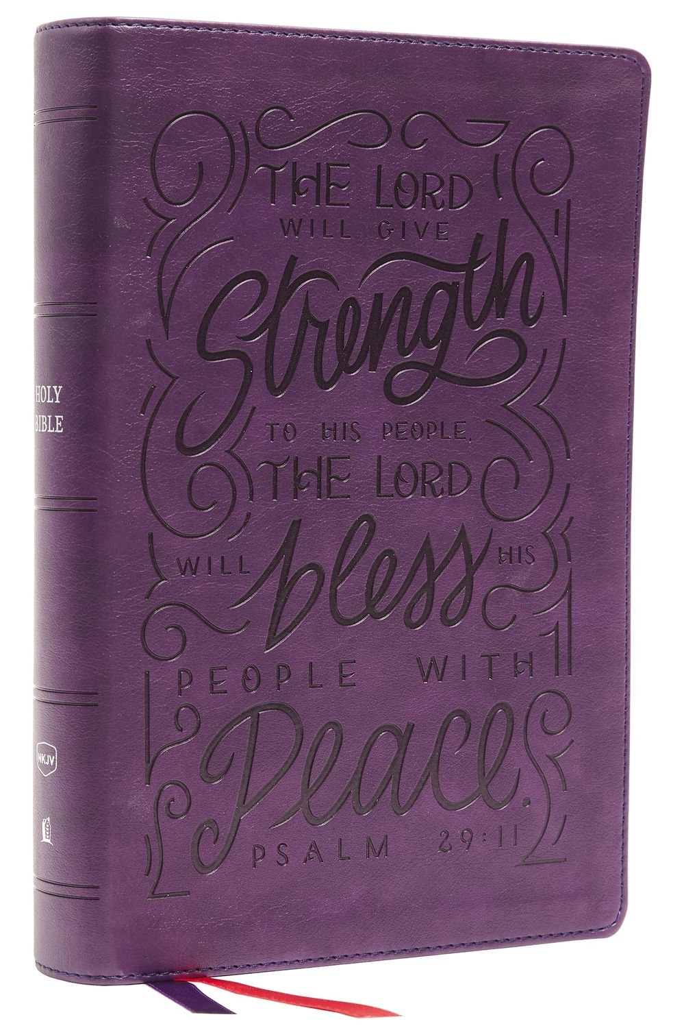 NKJV, Giant Print Center-Column Reference Bible, Verse Art Cover Purple Leathersoft Red Letter, Comfort Print