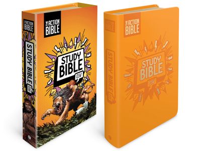 The Action Bible Study Bible ESV, Leathersoft, Orange, Full Color