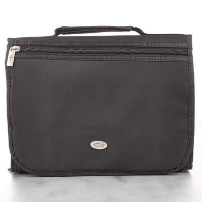 Black Micro-Fiber Tri-fold Organizer Bible Cover (X-Large)