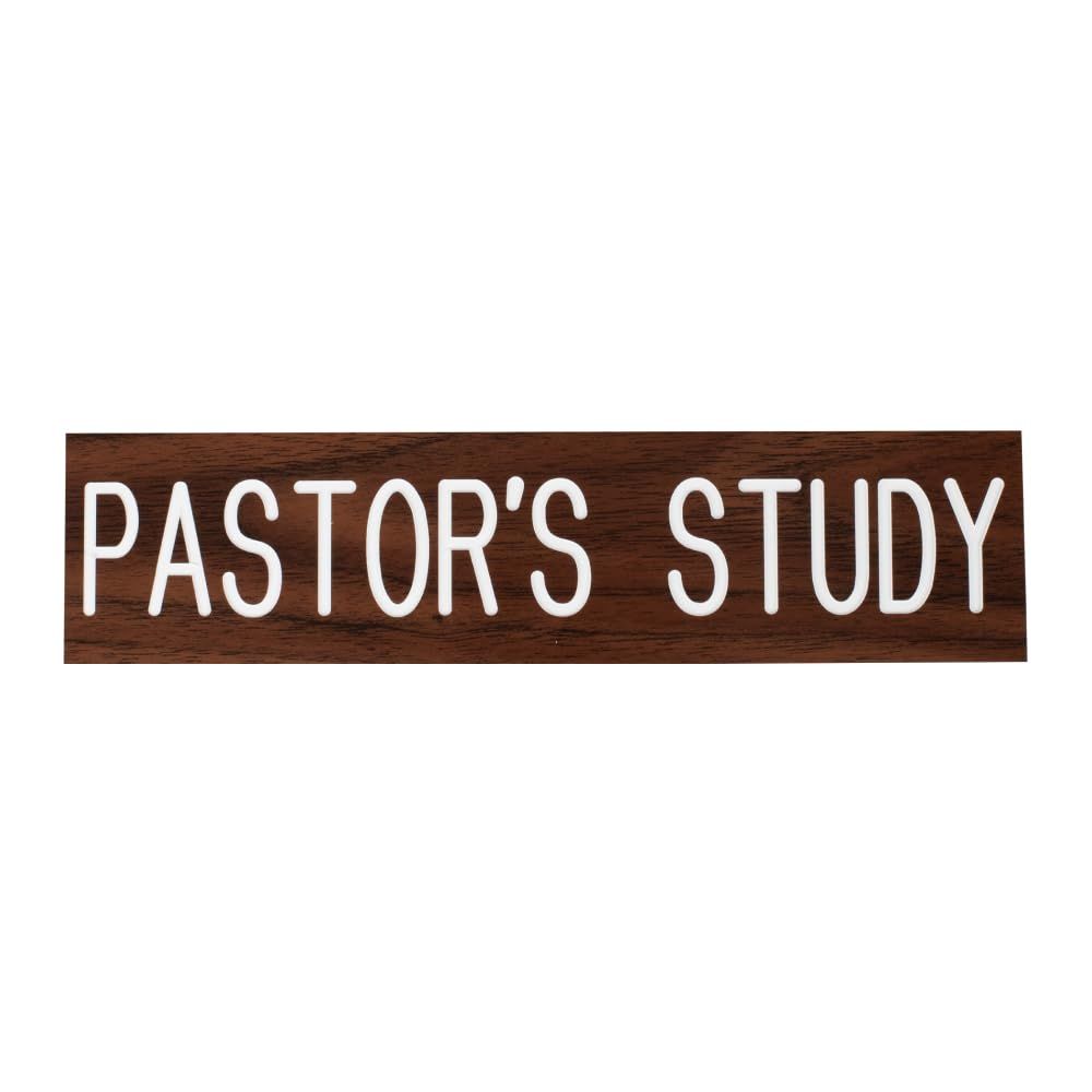 Sign Engraved Pastors Study Adhesive Back Walnut