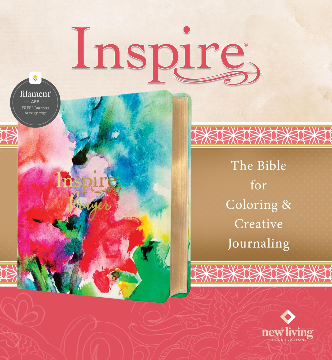 Inspire PRAYER Bible NLT, Filament Enabled (LeatherLike, Joyful Colors with Gold Foil Accents)