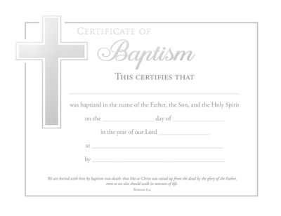 Certificate-Baptism (Romans 6:4)-Silver Foil Embos
