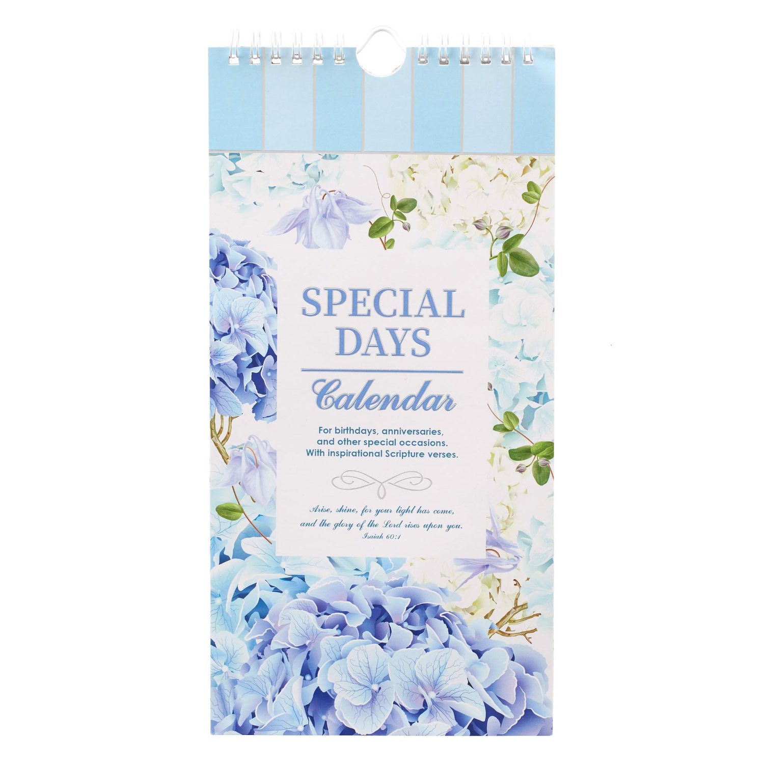 Christian Art Gifts Special Days Perpetual Calendar w/Scripture, Blue Floral