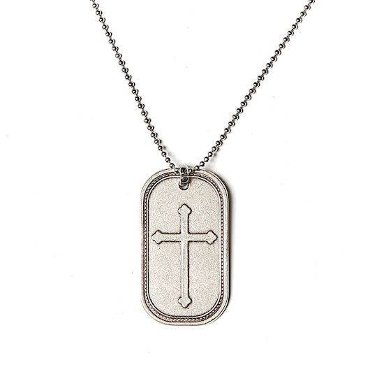 Necklace-Cross Dog Tag w/24" Chain-Stainless