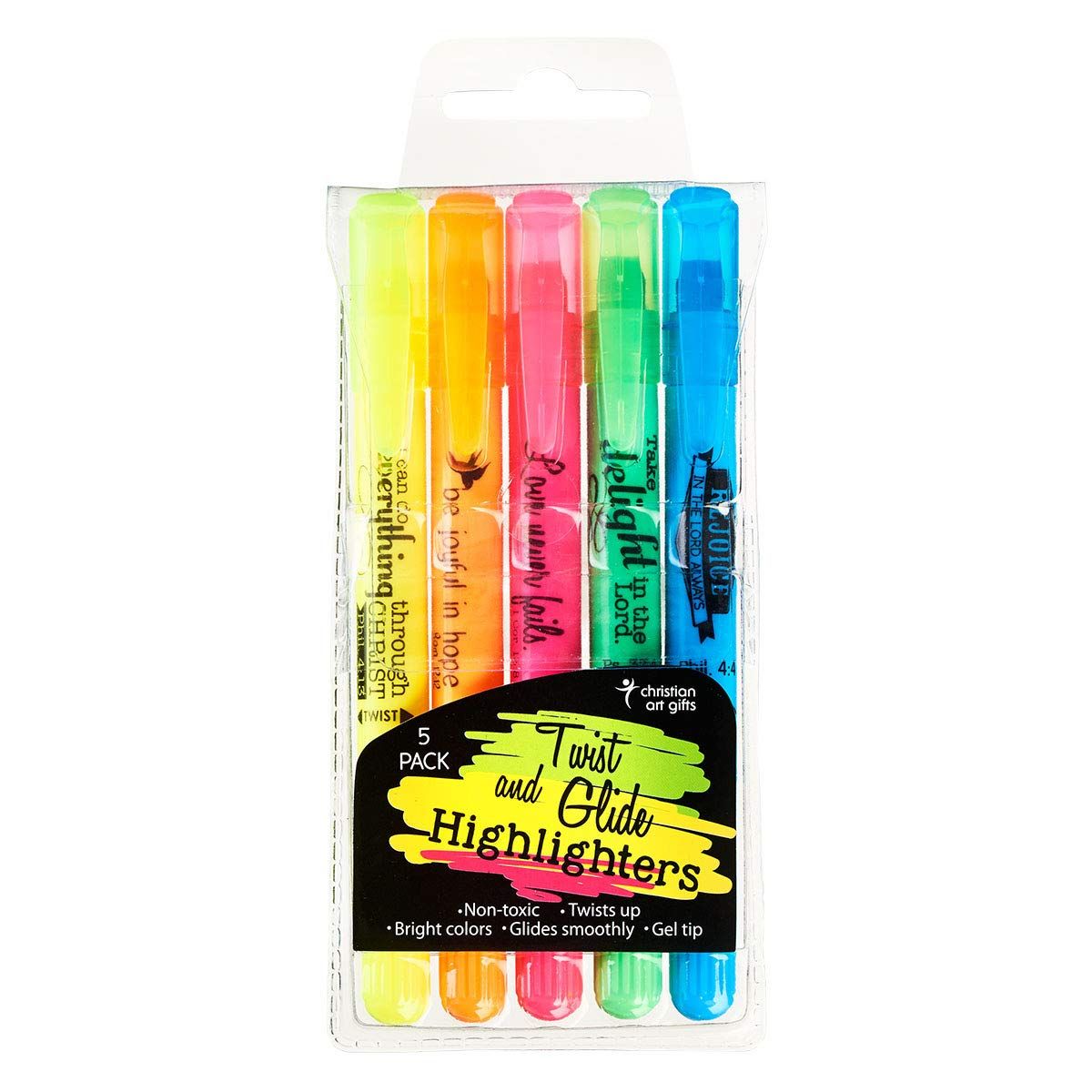 Twist and Glide 5 Piece Gel Highlighter Set, Pack of 5 Assorted Colors