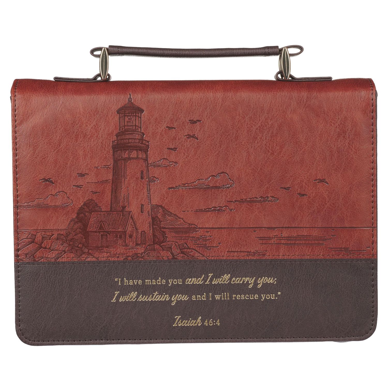 Have Made You Two-tone Brown Faux Leather Classic Bible Cover - Isaiah 46:4, XL