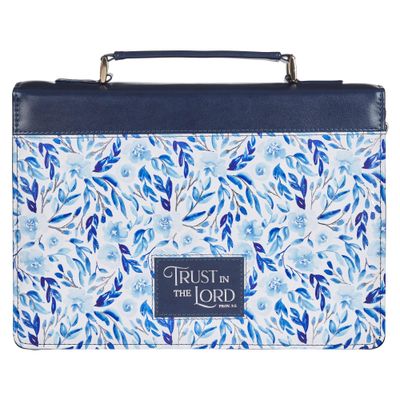 Trust in the Lord Blue Botany Faux Leather Bible Cover - Proverbs 3:5, Medium