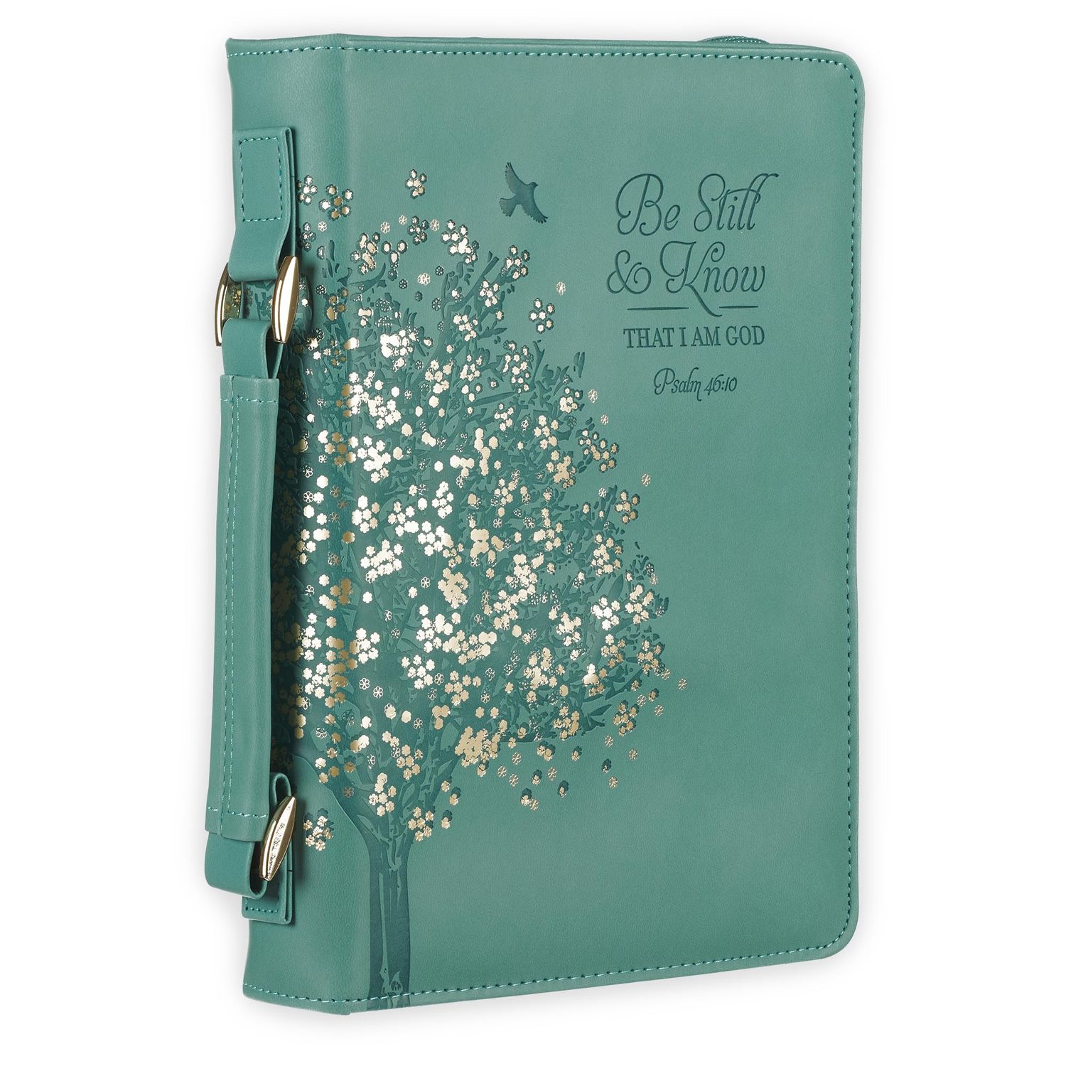 Be Still and Know Teal Faux Leather Fashion Bible Cover - Psalm 46:10, Large