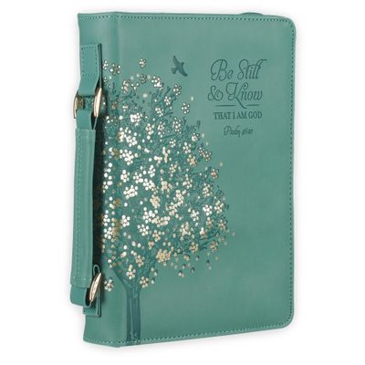 Be Still and Know Teal Faux Leather Fashion Bible Cover - Psalm 46:10, Large
