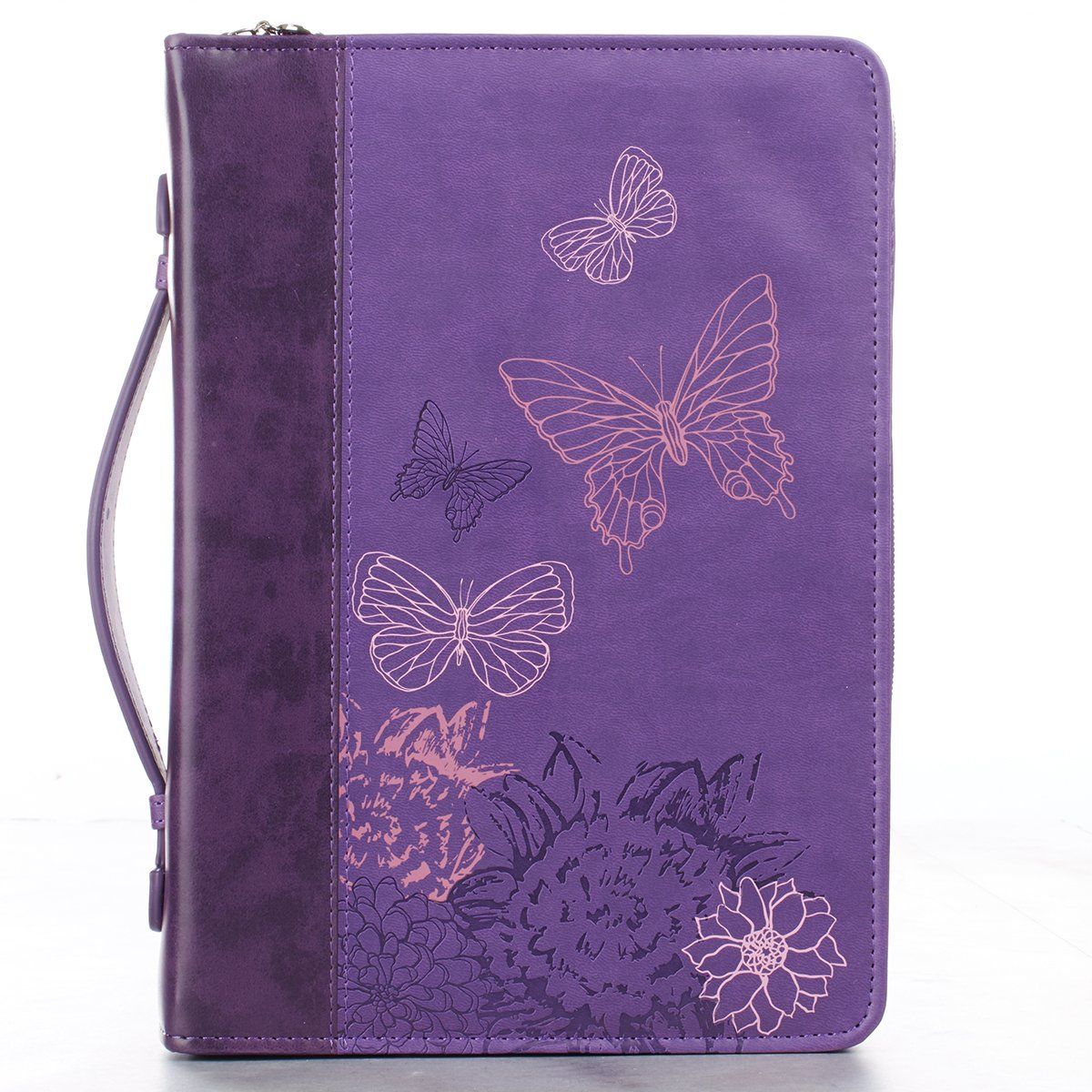 New Creation Purple Butterflies Faux Leather Fashion Bible Cover - 2 Corinthians 5:17, Medium